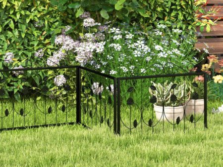 Decorative Garden Fence with 8 Panels Animal Barrier-Black on Sale