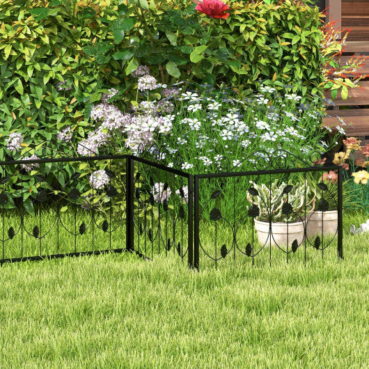 Decorative Garden Fence with 8 Panels Animal Barrier-Black on Sale