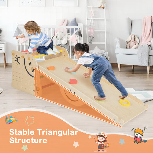 Wooden Climbing Toy Triangle Climber Set with Seesaw-Multicolor Hot on Sale