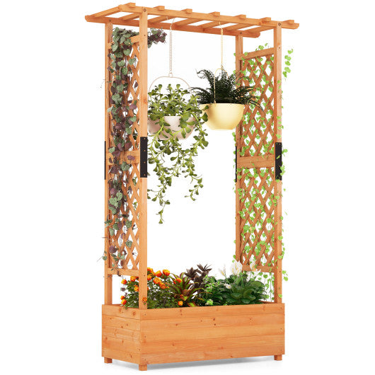 Raised Garden Bed with Arch Trellis-Orange Online Sale