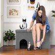 Cat Litter Box Enclosure Hidden Furniture with Urine Proof Litter Mat-Gray Online Sale