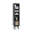 4 Tiers Rattan Storage Cabinet with Slim Design-Black Fashion