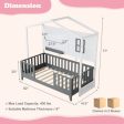 Twin Wood House Bed Montessori Floor Bed with 2 Shelves and Guardrails-Gray & White Supply