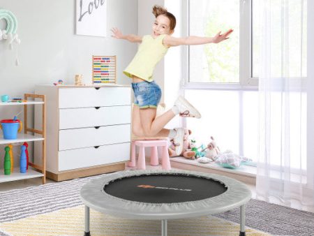 38 Inch Mini Folding Trampoline Portable Recreational Fitness Rebounder-Gray Hot on Sale