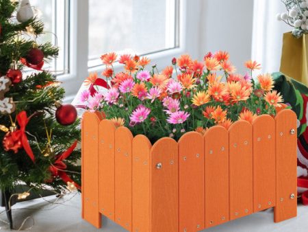 2 Pack Rectangular Planter Box with Drainage Gaps for Front Porch Garden Balcony-Orange For Cheap