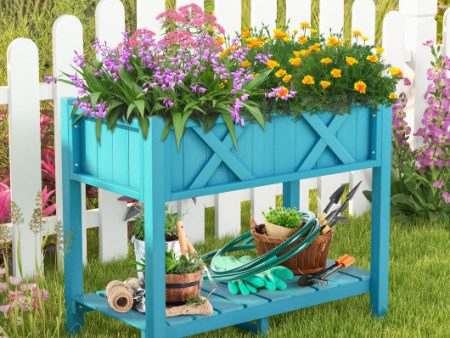 HIPS Raised Garden Bed Poly Wood Elevated Planter Box-Blue Cheap