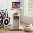 Adjustable Mobile Standing Desk Cart with Tilt Desktop and Cabinet-White on Sale