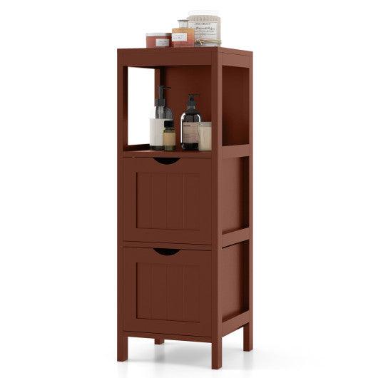 Freestanding Storage Cabinet with 2 Removable Drawers for Bathroom-Brown Online Sale