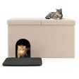 Cat Litter Box Enclosure Hidden Furniture with Urine Proof Litter Mat-Beige Sale