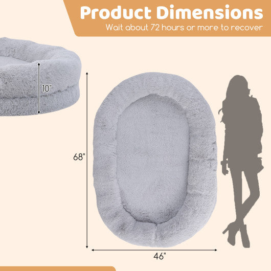 Washable Fluffy Human Dog Bed with Soft Blanket and Plump Pillow-Gray Online Sale