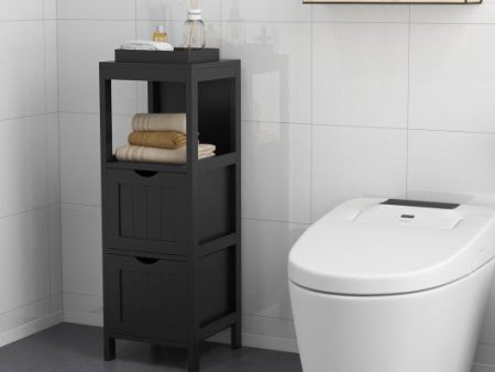 Freestanding Storage Cabinet with 2 Removable Drawers for Bathroom-Black Fashion