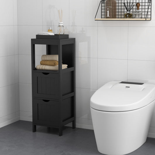 Freestanding Storage Cabinet with 2 Removable Drawers for Bathroom-Black Fashion