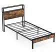 Twin Full Queen Bed Frame with Storage Headboard and Charging Station-Twin Size Online now