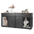 Double Dog Crate Furniture Large Breed Wood Dog Kennel with Room Divider-Black Online Sale