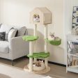 55 Inch Tall Cat Climbing Stand with Sisal Scratching Posts and Soft Cat Bed for Indoor Kittens-Green Hot on Sale