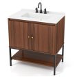 31 Inch Bathroom Vanity Sink Combo with Doors and Open Shelf-Walnut Online Hot Sale