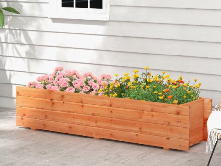 Fir Wood Planter Box with 2 Drainage Holes and 3 Added Bottom Crossbars-Orange Supply