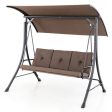 3-Seat Outdoor Porch Swing with Adjustable Canopy and Padded Cushions-Brown Hot on Sale