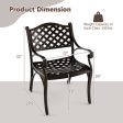 Cast Aluminum Patio Chairs Set of 2 Dining Chairs with Armrests Diamond Pattern-Bronze Online Hot Sale