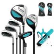 Junior Complete Golf Club Set with Stand Bag Rain Hood-Blue Supply