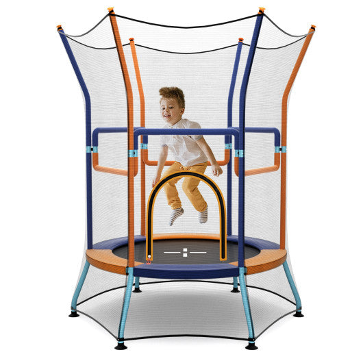 Mini Trampoline for Kids with Safety Enclosure Net and Foam Handles-Orange Online Hot Sale