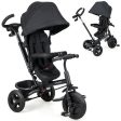 4-in-1 Baby Tricycle Toddler Trike with Reversible Seat and 5-Point Safety Harness-Black Sale