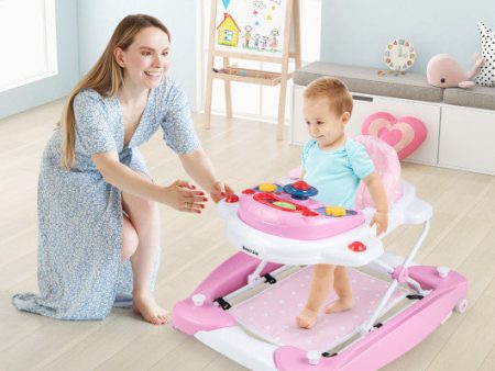 6 in 1 Foldable Baby Walker with Adjustable Height-Pink Online Sale