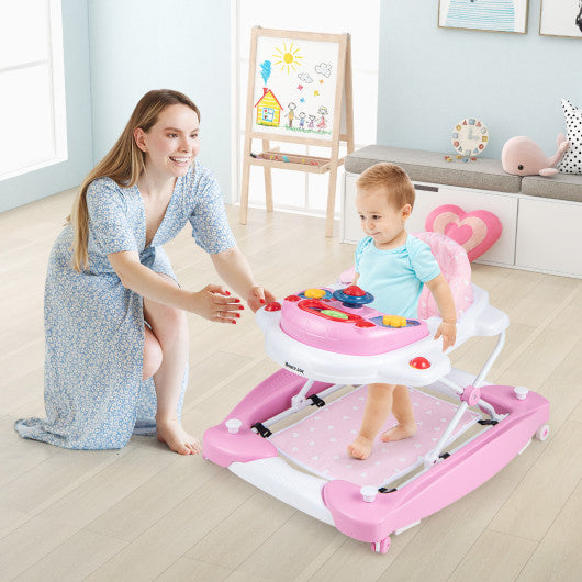 6 in 1 Foldable Baby Walker with Adjustable Height-Pink Online Sale