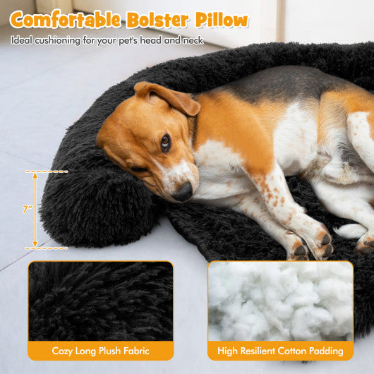 Plush Calming Dog Couch Bed with Anti-Slip Bottom-M Online Sale