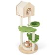 55 Inch Tall Cat Climbing Stand with Sisal Scratching Posts and Soft Cat Bed for Indoor Kittens-Green Hot on Sale