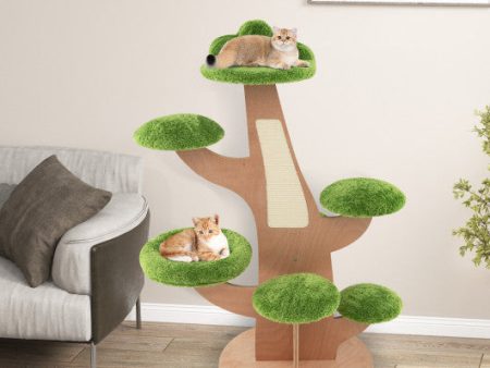 50 Inch Pine Shape Cat Tree for Indoor Cats with Sisal Scratching Board-Green Supply