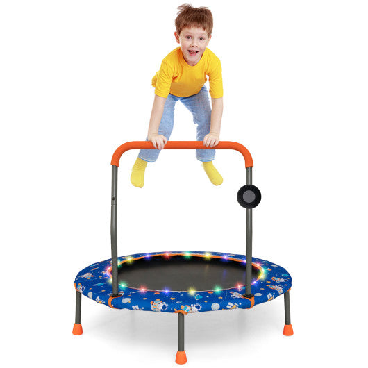 36 Inch Mini Trampoline with Colorful LED Lights and Bluetooth Speaker-Blue Discount