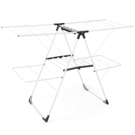 2-level Laundry Drying Rack with Height Adjustable Wings Online now