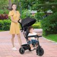 4-in-1 Baby Trike Kids Tricycle with Removable Canopy and Adjustable Push Handle-Black on Sale