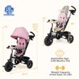 4-in-1 Baby Tricycle Toddler Trike with Reversible Seat and 5-Point Safety Harness-Pink For Discount