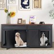 Double Dog Crate Furniture Large Breed Wood Dog Kennel with Room Divider-Black Online Sale