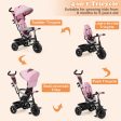 4-in-1 Baby Trike Kids Tricycle with Removable Canopy and Adjustable Push Handle-Pink Fashion