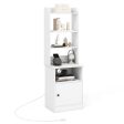 Bedside Tables Tall Nightstands with 5 Open Shelf and Cabinet-White on Sale