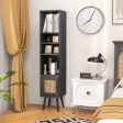 4 Tiers Rattan Storage Cabinet with Slim Design-Black Fashion