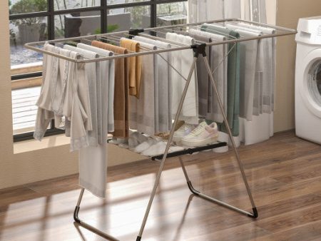 2-Tier Laundry Drying Rack Folding Cloth Rack with Aluminum Frame For Cheap