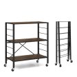 3-Tier Foldable Shelving Unit with Detachable Wheels and Adjustable Shelves-Black Online