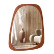 Asymmetrical Abstract Irregular Shaped Wall Mirror with Rustic Frame-Natural Discount