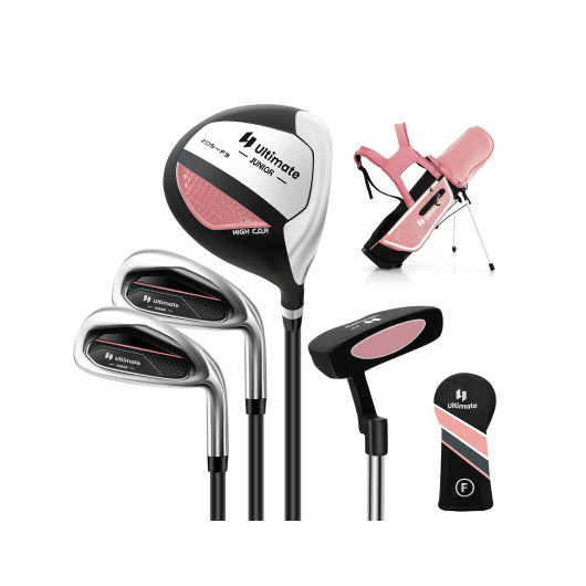 Junior Complete Golf Club Set Right Hand with Rain Hood for Kids-Pink For Cheap