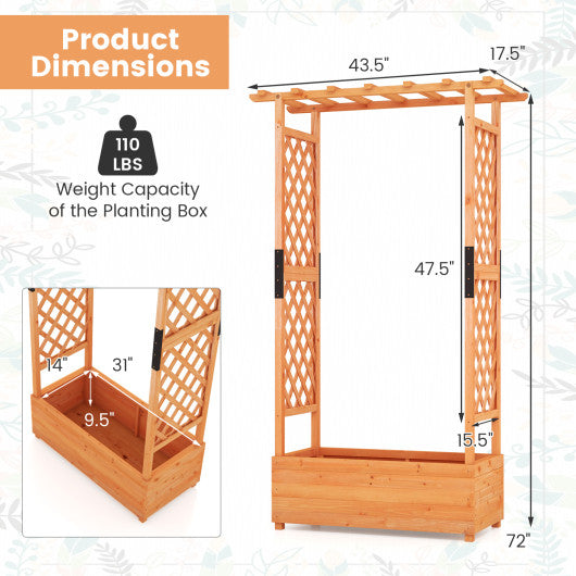 Raised Garden Bed with Arch Trellis-Orange Online Sale