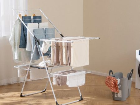 2-level Laundry Drying Rack with Height Adjustable Wings Online now