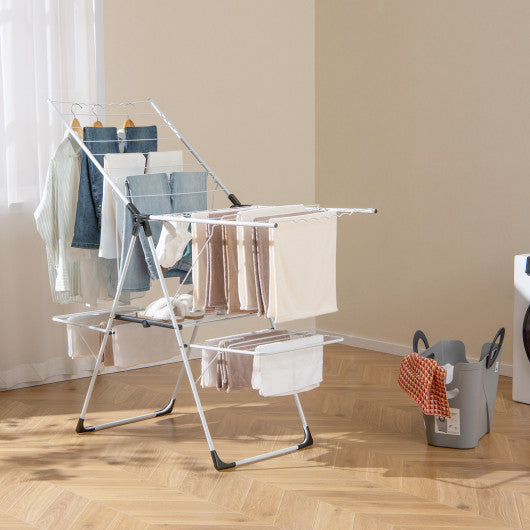 2-level Laundry Drying Rack with Height Adjustable Wings Online now