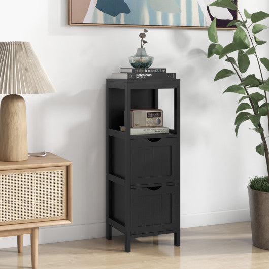 Freestanding Storage Cabinet with 2 Removable Drawers for Bathroom-Black Fashion