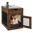 Furniture Style Dog Kennel with Drawer and Removable Dog Bed-Coffee on Sale