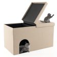 Cat Litter Box Enclosure Hidden Furniture with Urine Proof Litter Mat-Beige Sale