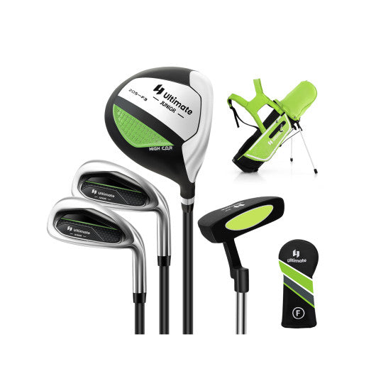 Junior Complete Golf Club Set Right Hand with Rain Hood for Kids-Green on Sale